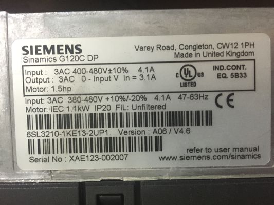 6SL3210-1KE13-2UP1 Siemens SINAMICS G120C ha valutato il powerc 11KW   con sovraccarico di 150%