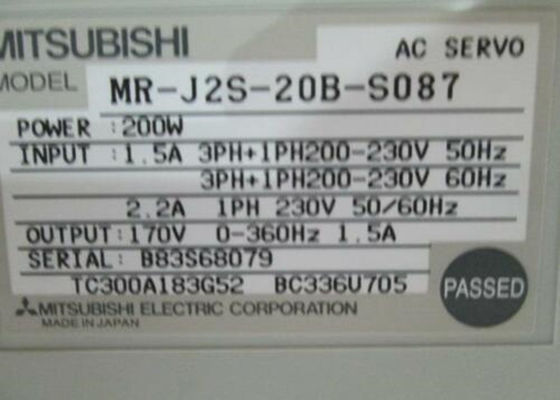 AMPLIFICATORE 170V 360Hz 1.5A di CA industriale dell'azionamento 200W servo MR-J2S-20B-S087 di Mitsubishi