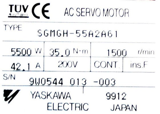 Servomotore industriale 5500W 42.1A di SGMGH-55A2A61 Yaskawa 1500r/min fatto nel Giappone