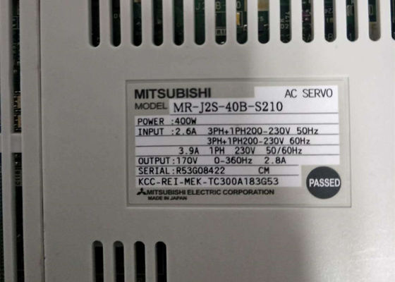 Amplificatore industriale dell'azionamento MR-J2S-40B-S210 400W 230V 170V di Mitsubishi Melservo 3PH servo