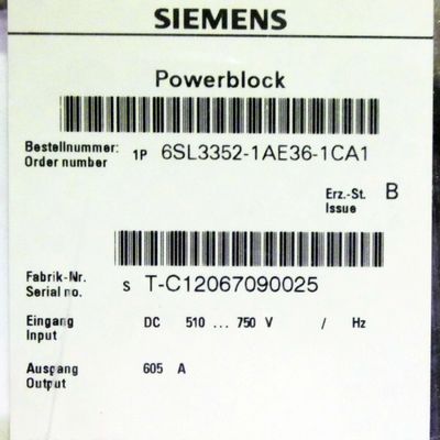 Siemens 6SL3352-1AE38-4CA1 840 AMP di 510-750 VCC HA VERNICIATO il CONDUTTORE ANTIVARI delle ASSEMBLEE
