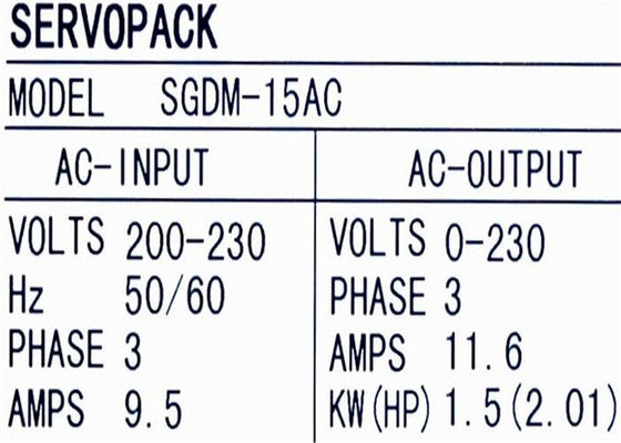 Azionamento elettrico 1.5KW di SGDM-15AC ServoPack Yaskawa servo una fase di 200 - 230 VCA: 3