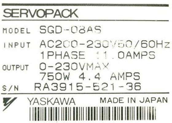 Pacchetto industriale introdotto azionamento elettrico di SGDE-08AS Yaskawa servo 1phase 11.0AMPS servo