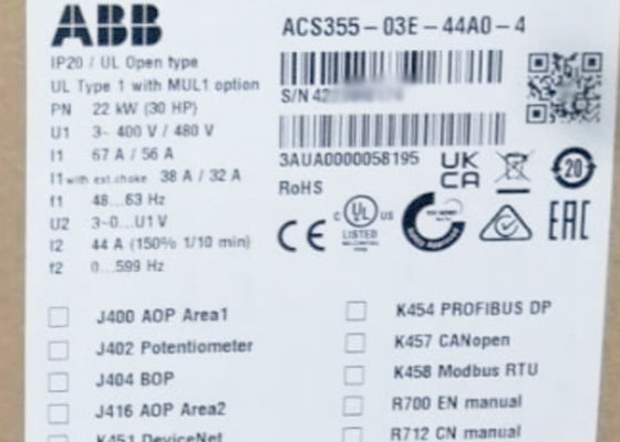 Azionamento 3AUA0000058195 22kW 30HP IP20 del macchinario ACS355-03E-44A0-4