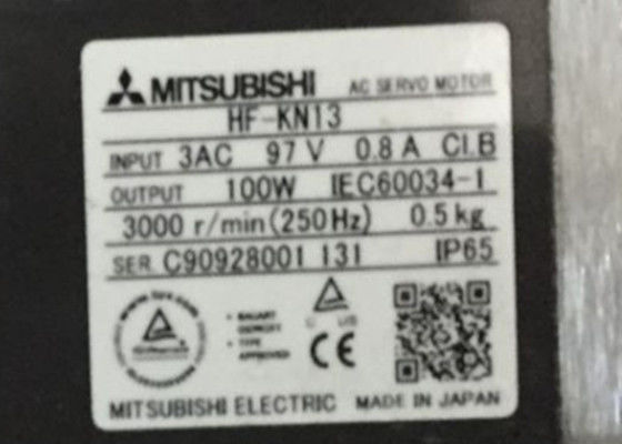 Servomotore industriale 100W 3AV 0.8A di HF-KN13 Mitsubishi Electric nessun freno elettromagnetico