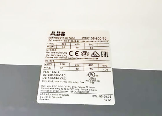 PSR105-600-70 1SFA896115R7000 PSR Softstarter 105A 208-600VAC Nuovo