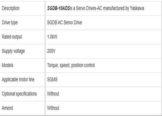 Yaskawa SGDB-10ADS 200V AC Servo Drives Nuovo e originale