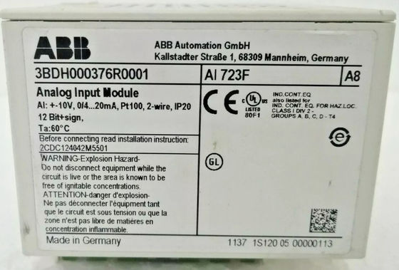 ABB 3BDH000376R0001 AI 723F Modulo di ingresso analogico I-O_Module 0,15 kg