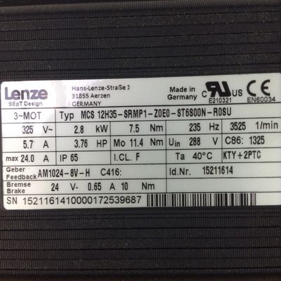 LENZE MCS 12H35-SRMP1-Z0E0-ST6S00N-R0SU Velocità nominale 2323 2323