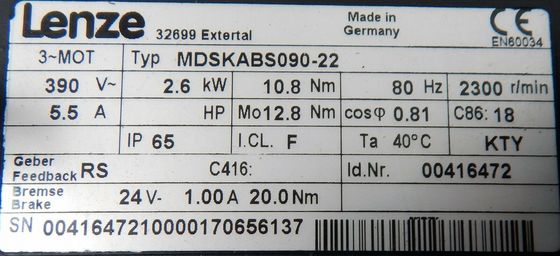 LENZE MDFKABS090-22 Motore elettrico di uso generale Potenza nominale 15 kW