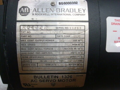 Servomotori della serie AB 1326AB-C3E-21-K7 Torque Plus per il servomotore CA 1391-DES