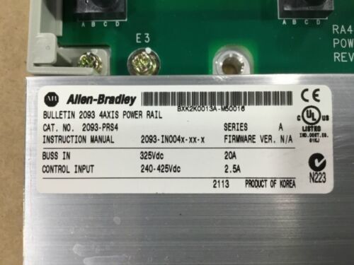 ALLEN-BRADLEY 2093-PRS4 KINETIX 2000 SERVO POWER RAIL 4 slot
