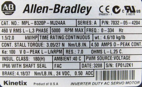 ALLEN-BRADLEY MPL-B320P-MJ22AA Kinetix MPL Servomotore a bassa inerzia