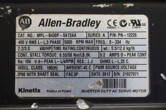 ALLEN-BRADLEY MPL-B430P-SK72AA MP-Series MPL 480V AC Servomotore rotativo