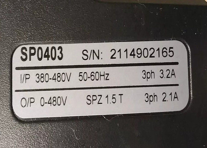 Azionamento 0.75kW 0-480V 3PH 2.1A di CA di Emerson Unidrive SP0403 di tecniche di controllo di Nidec