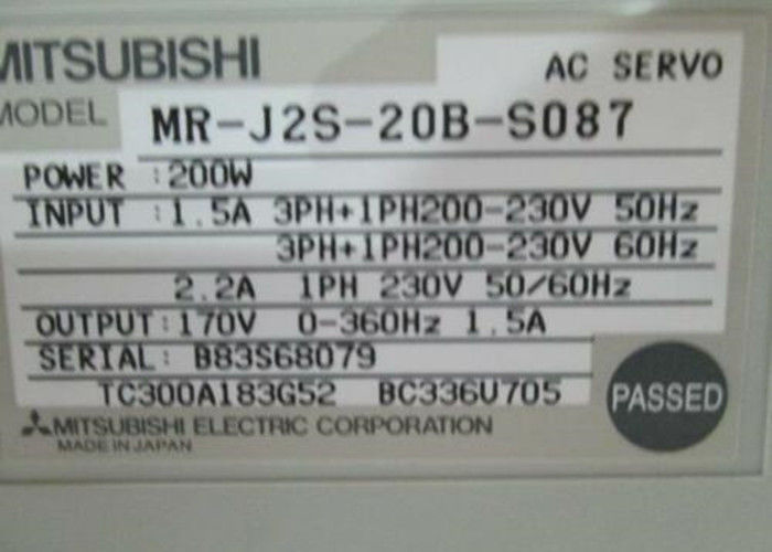 AMPLIFICATORE 170V 360Hz 1.5A di CA industriale dell'azionamento 200W servo MR-J2S-20B-S087 di Mitsubishi
