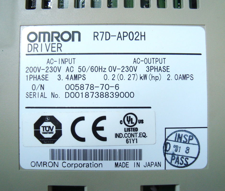 Il servo rifornimento 1.6a 100v di CA 100vac di Omron R7d-Bp01l carica la capacità massima 100w del motore