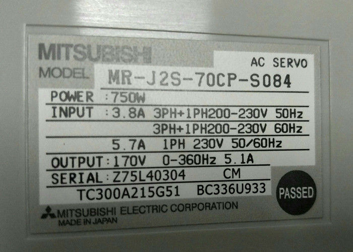 Mitsubishi Industrial Drive MR-J2S-70CP-S084 AC Servo Amplificatore 750W Input 3.8A 200-230V