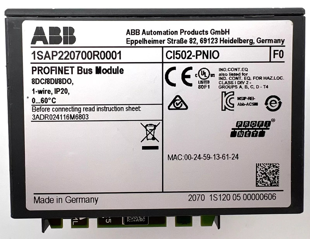 CI502-PNIO 1SAP220700R0001 Modulo di comunicazione 24V DC Tipo nuovo