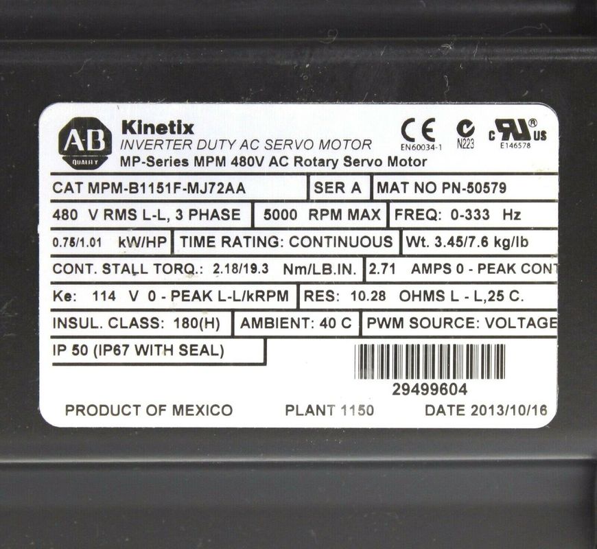 ALLEN-BRADLEY MPM-B1151F-MJ72AA MPM-serie MPM 480V AC servomotore rotativo